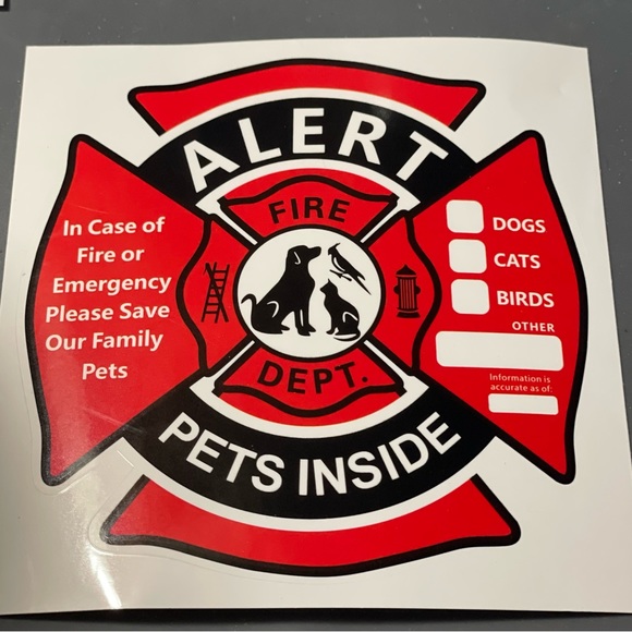 Other - Pet Alert Emergency Fire Safety Rescue Save Our Pets Window Decal Sticker